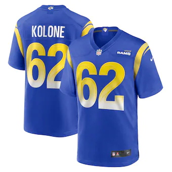 mens nike jeremiah kolone royal los angeles rams team game 